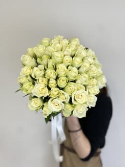Любимый букет 51шт БЕЛЫЕ Розы Кения 35-40см