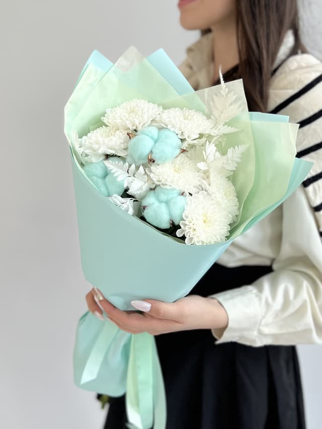 Стильный букет "Cotton" blue Стильный букет "Cotton" blue