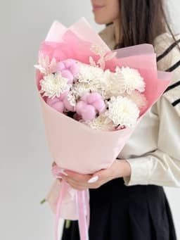 Праздничный букет "Хлопок" розовый