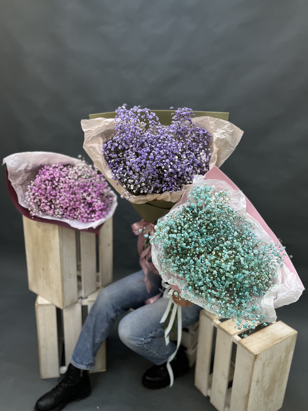 Оригинальный букет "Гипсофилия мята"