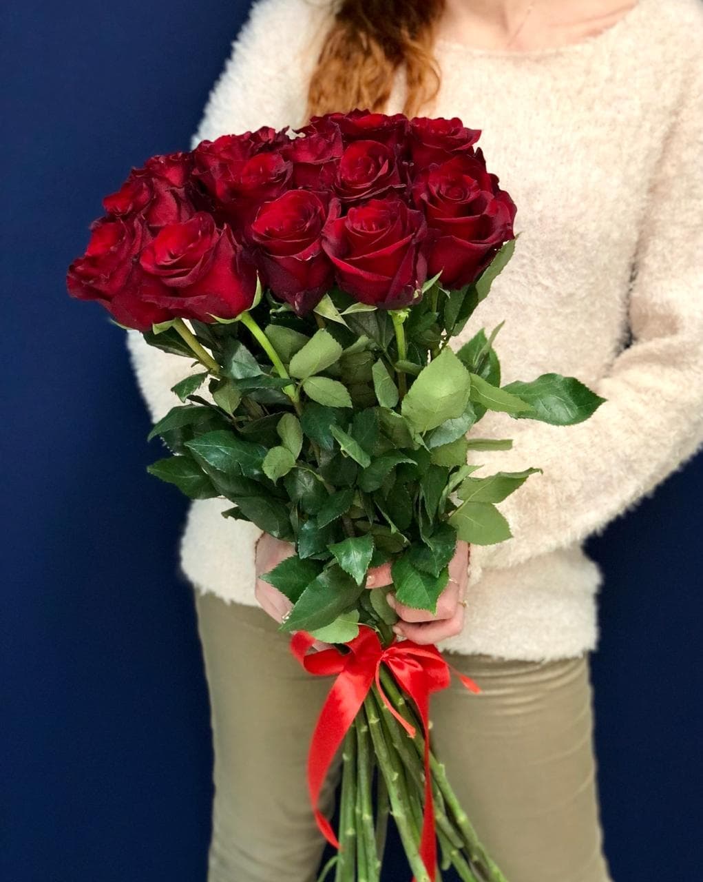 Букет из 15 красных Роз Эквадор 50 см
