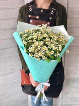 Стильный букет из 15 ромашек в крафте