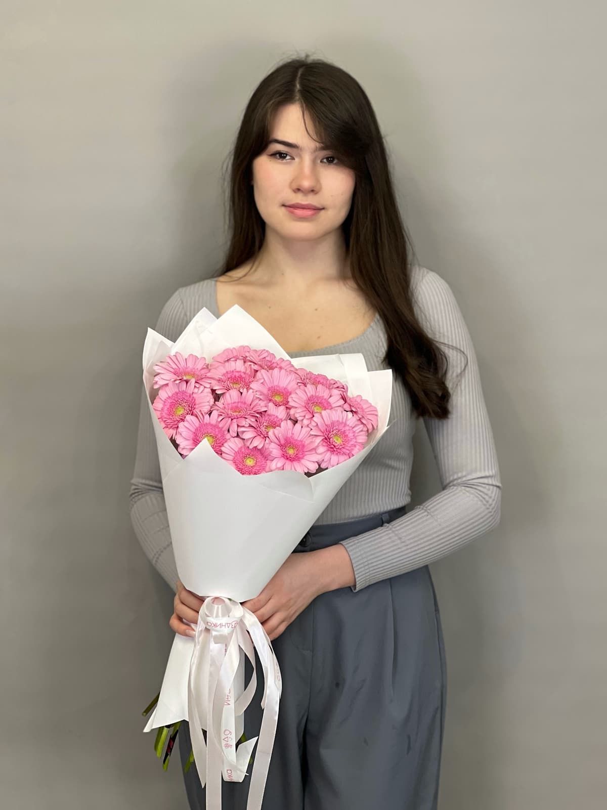 Букет из 15 розовых гермини