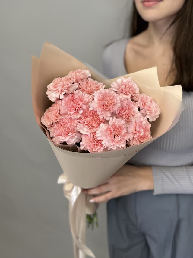 Оригинальный букет из 15 розовых диантусов Оригинальный букет из 15 розовых диантусов