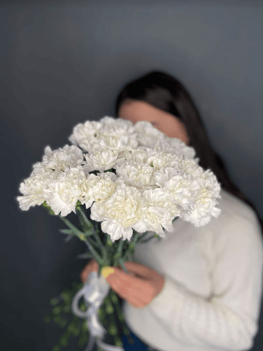 Оригинальный букет из 21 белого Диантуса Оригинальный букет из 21 белого Диантуса