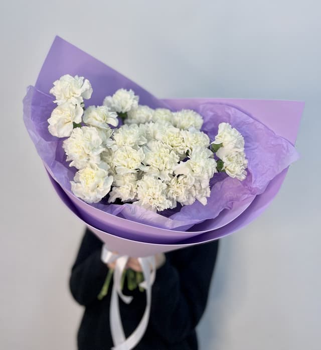 Весенний букет из 25 белых Диантусов в Фоамиране Весенний букет из 25 белых Диантусов в Фоамиране