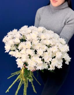Нежный букет из 25 кустовых хризантем