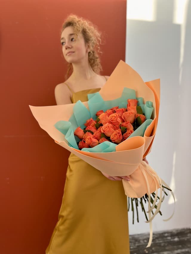 Букет из 35 оранжевых Роз в фоамиране Букет из 35 оранжевых Роз в фоамиране