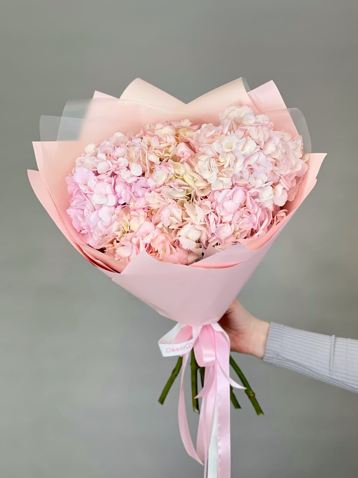 Букет из 5 розовых гортензий
