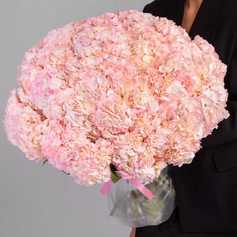 Красивый букет из 51 Гортензия в матовой бумаге