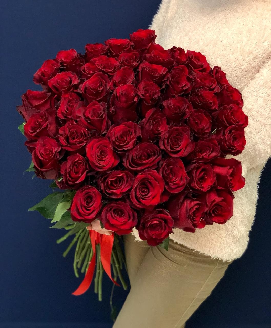 Букет из 51 красной розы Эквадор 70 см