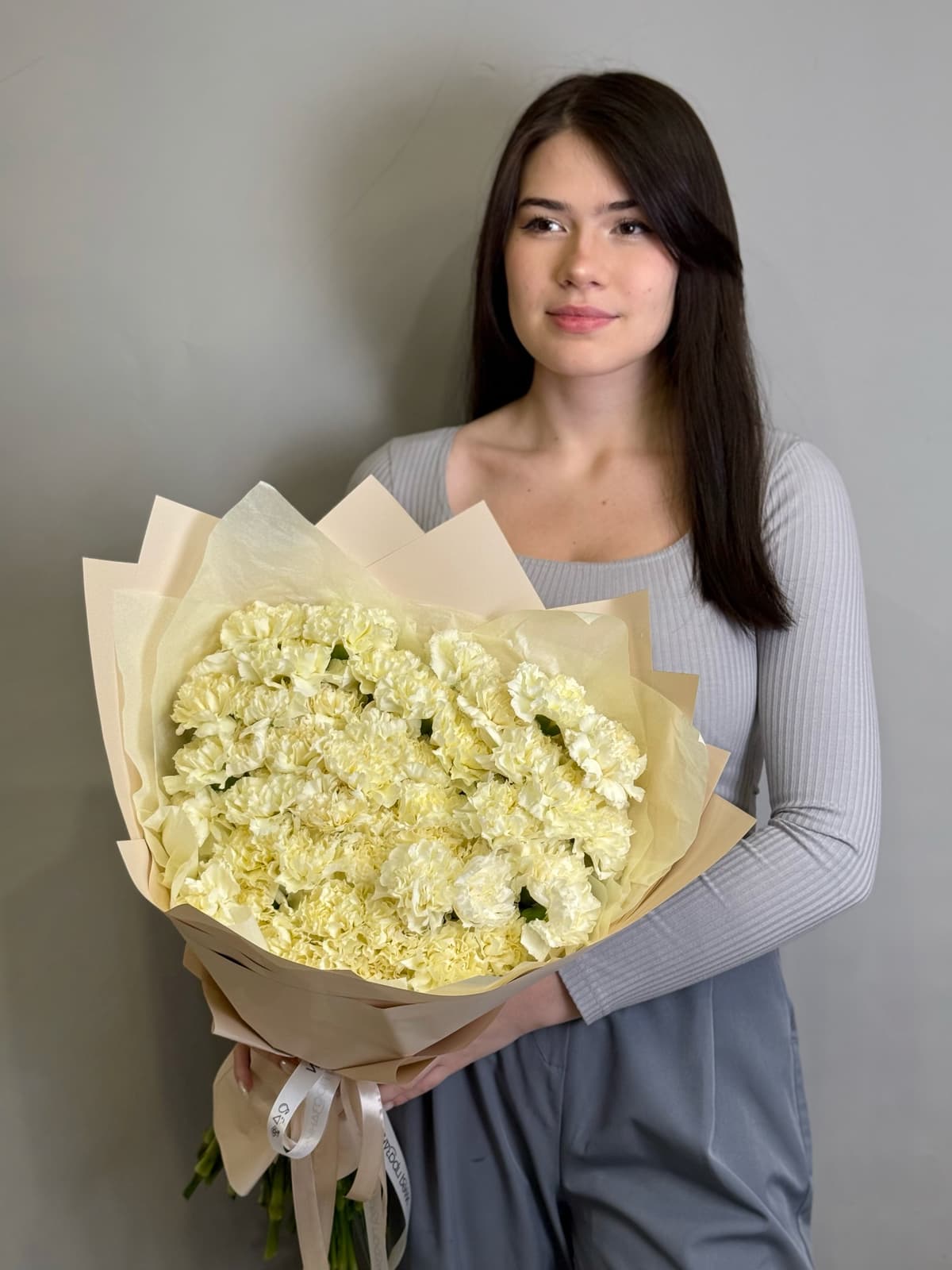 Букет из 51 сливочного диантуса