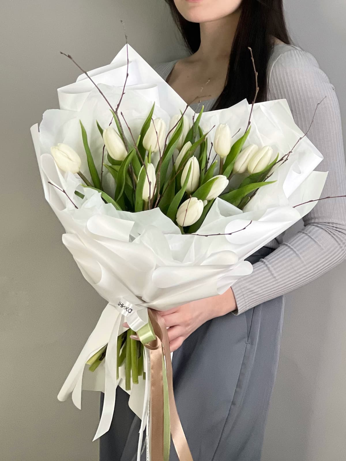 Букет из белых тюльпанов "Дыхание