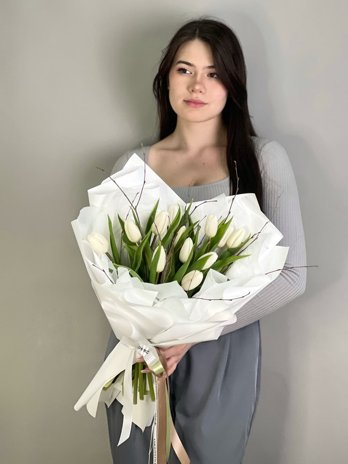 Букет из белых тюльпанов "Дыхание