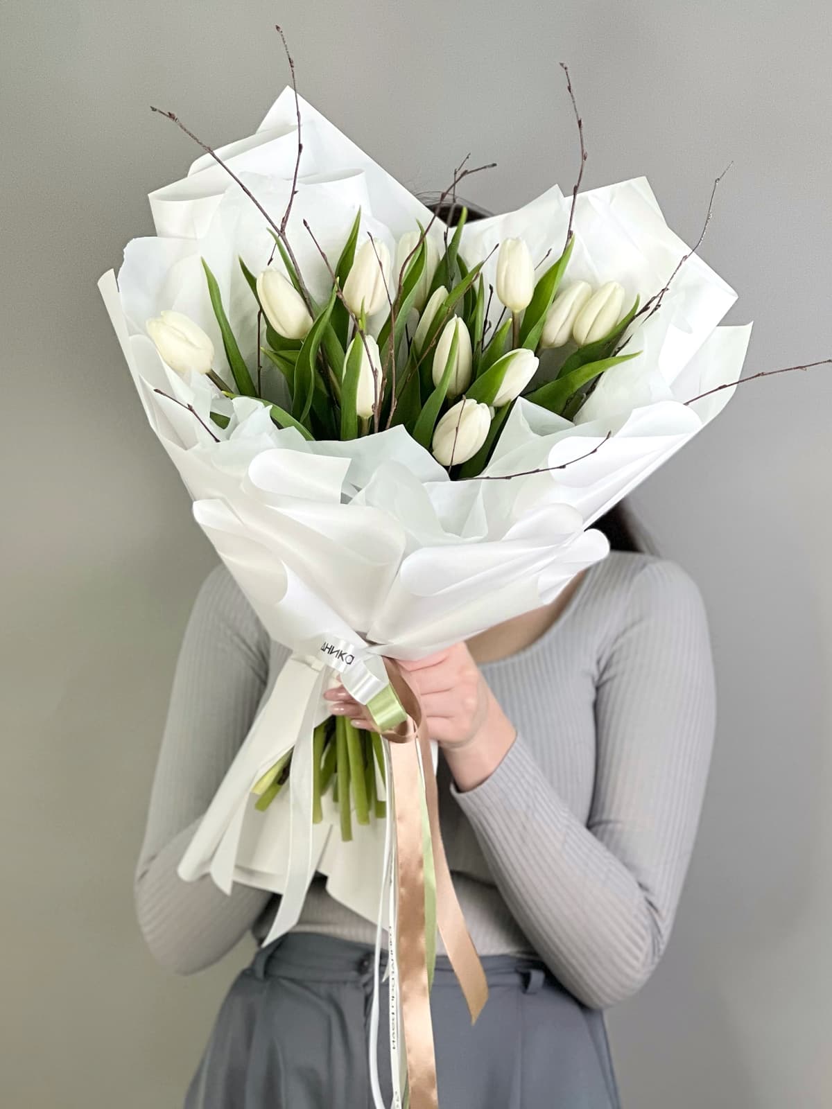 Букет из белых тюльпанов "Дыхание