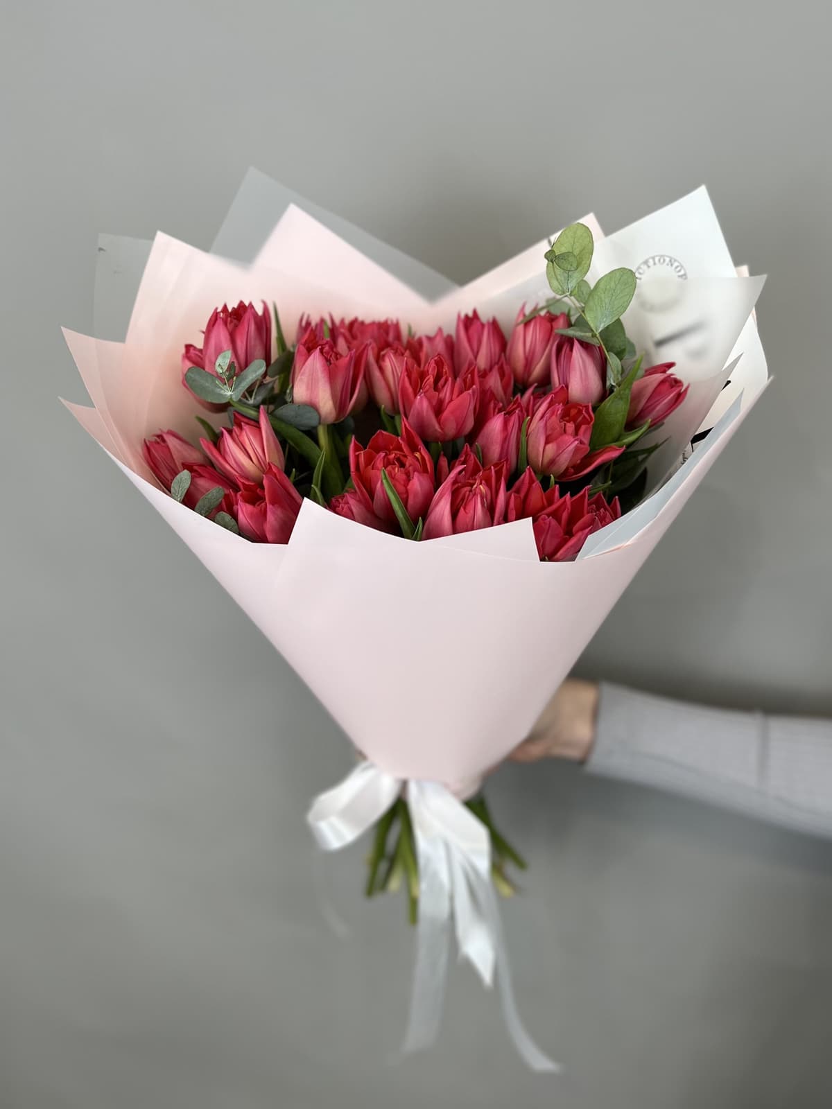 Букет из пионовидных тюльпанов "Raspberry" L