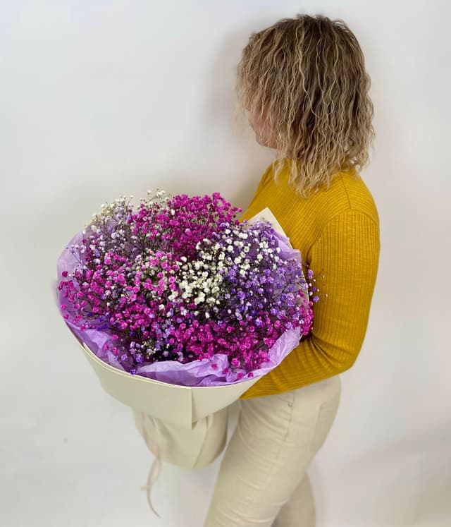 Красивый букет из цветной и белой Гипсофилы Красивый букет из цветной и белой Гипсофилы