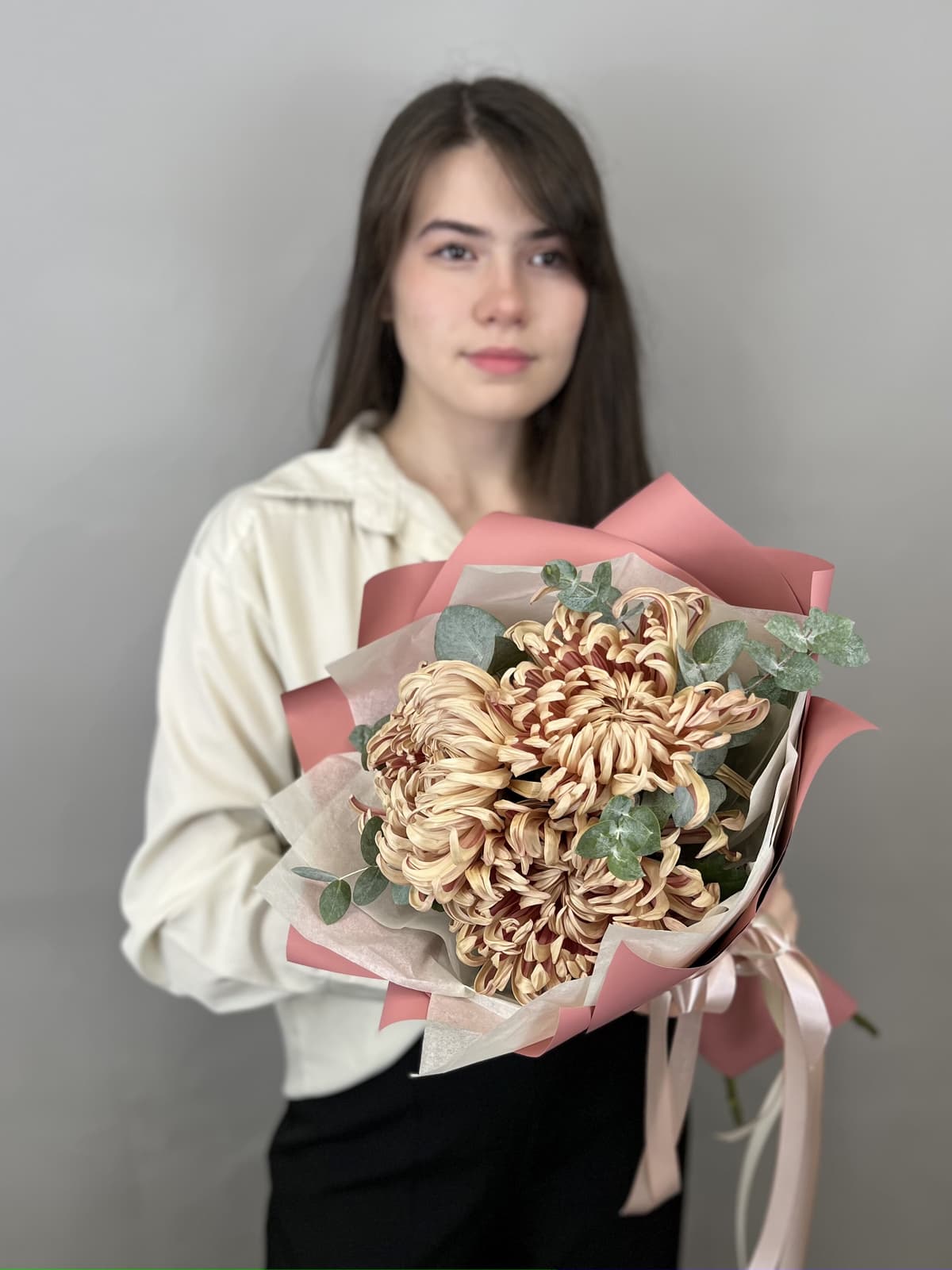 Оригинальный букет хризантем "Copper" S