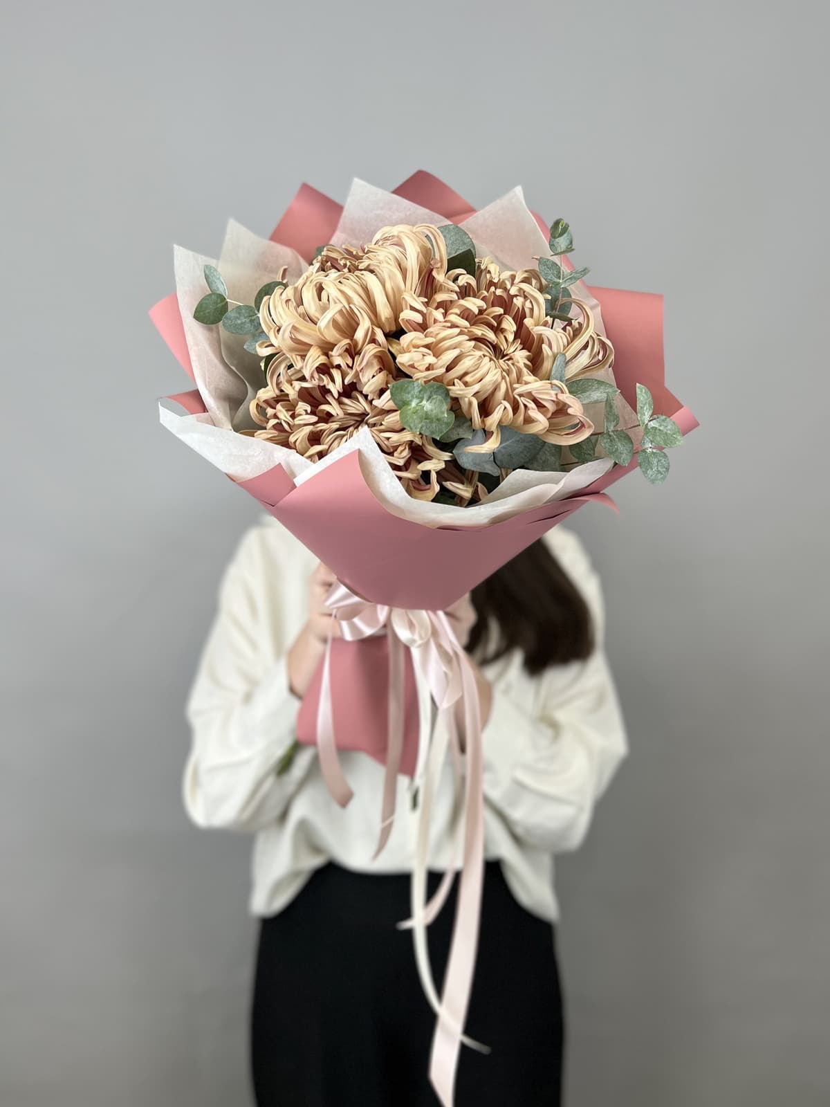 Оригинальный букет хризантем "Медь" (3)