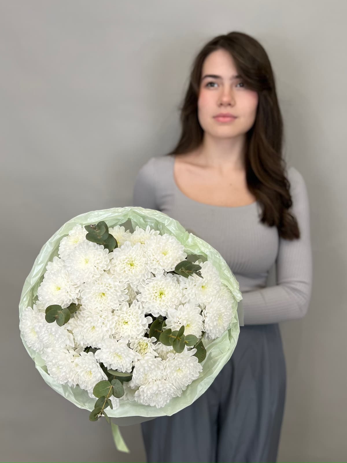 Букет хризантем "Зеленый чай"