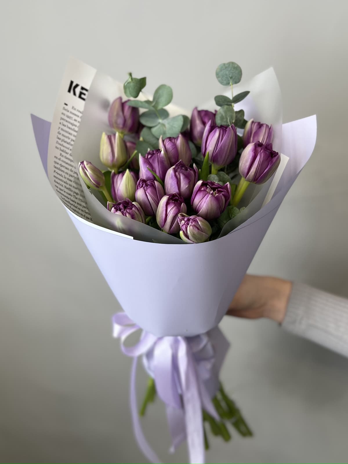 Букет пионовидных тюльпанов «Блу Даймонд» (19)