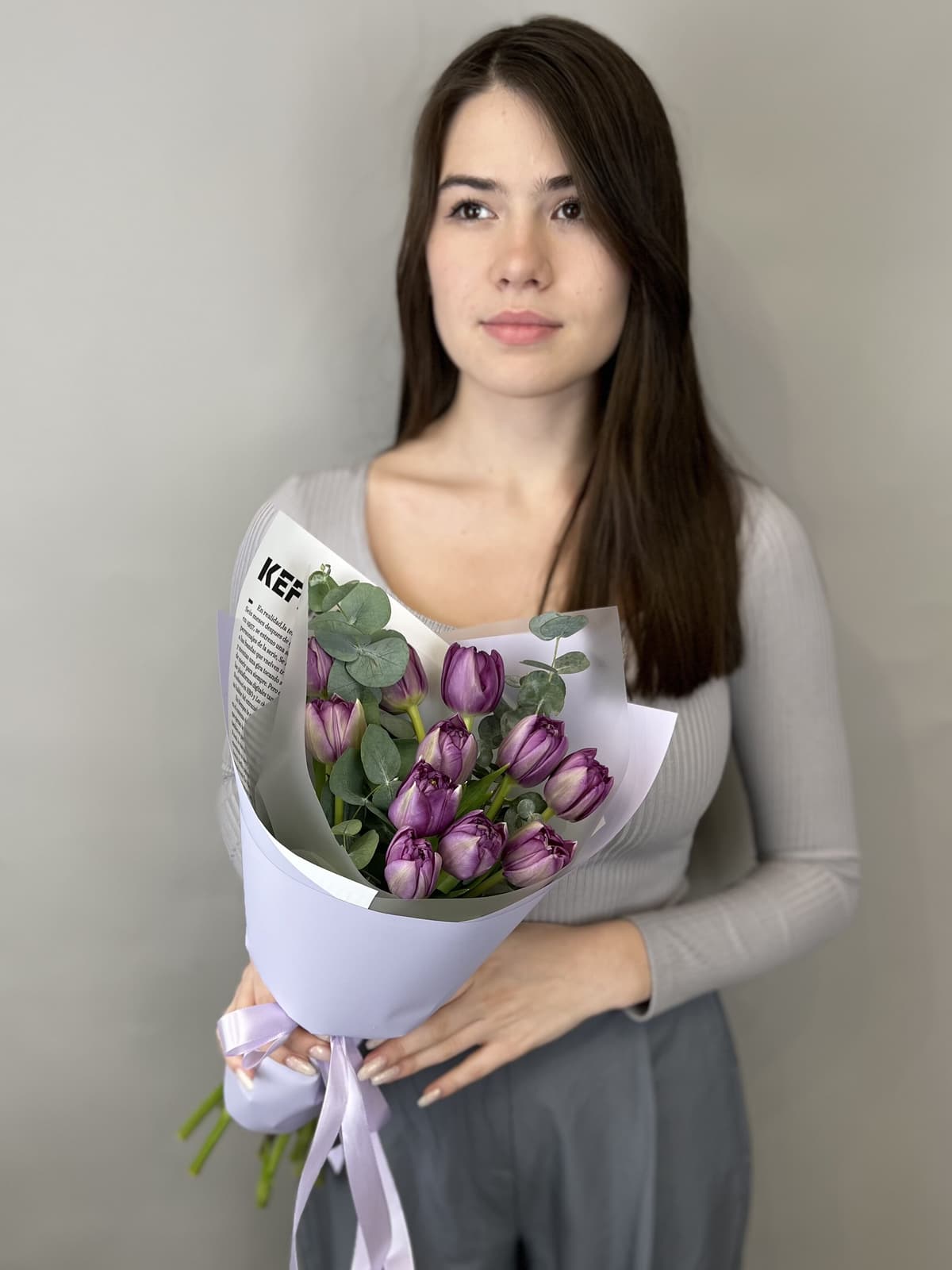 Роскошный букет пионовидных тюльпанов "Blue Diamond" S