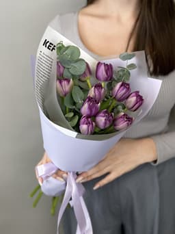 Роскошный букет пионовидных тюльпанов «Блу Даймонд» (11)