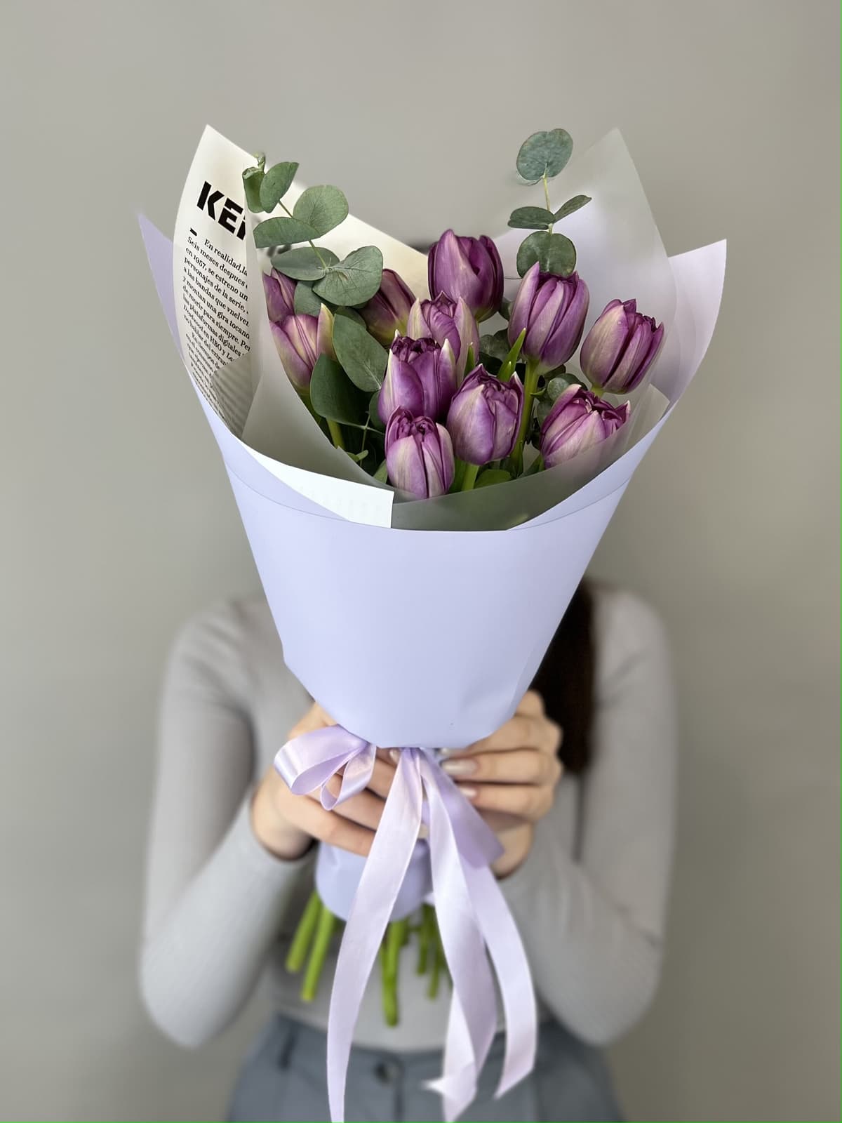 Роскошный букет пионовидных тюльпанов «Блу Даймонд» (11)