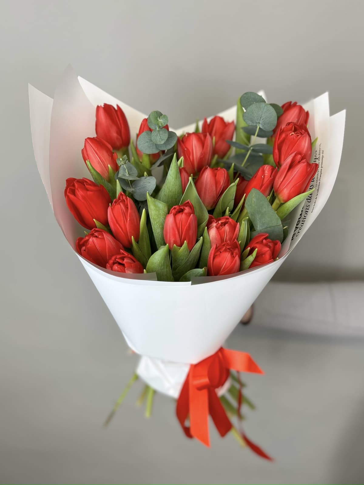 Букет пионовидных тюльпанов "Красная принцесса" (19)