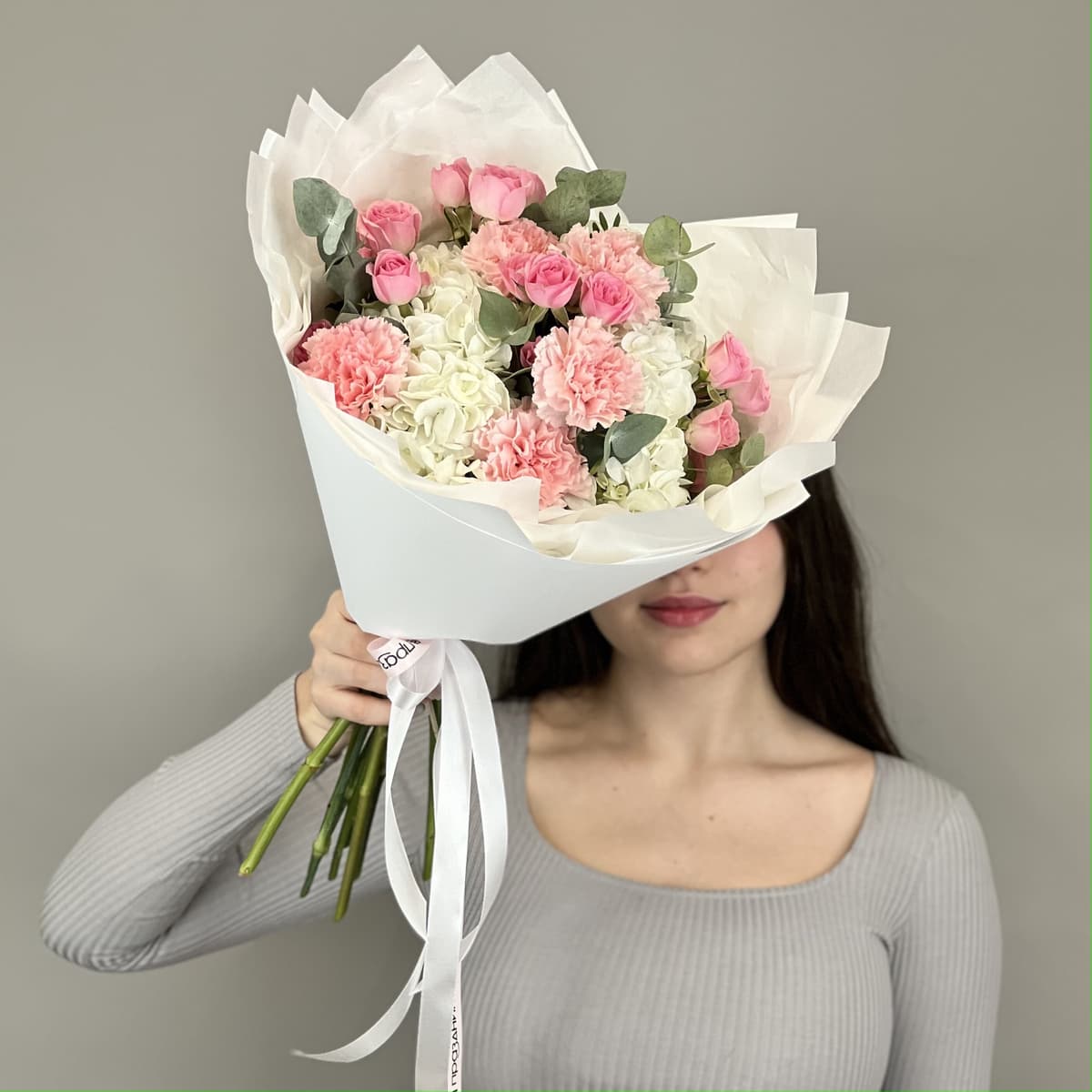 Оригинальный букет "Сияние" розовый M