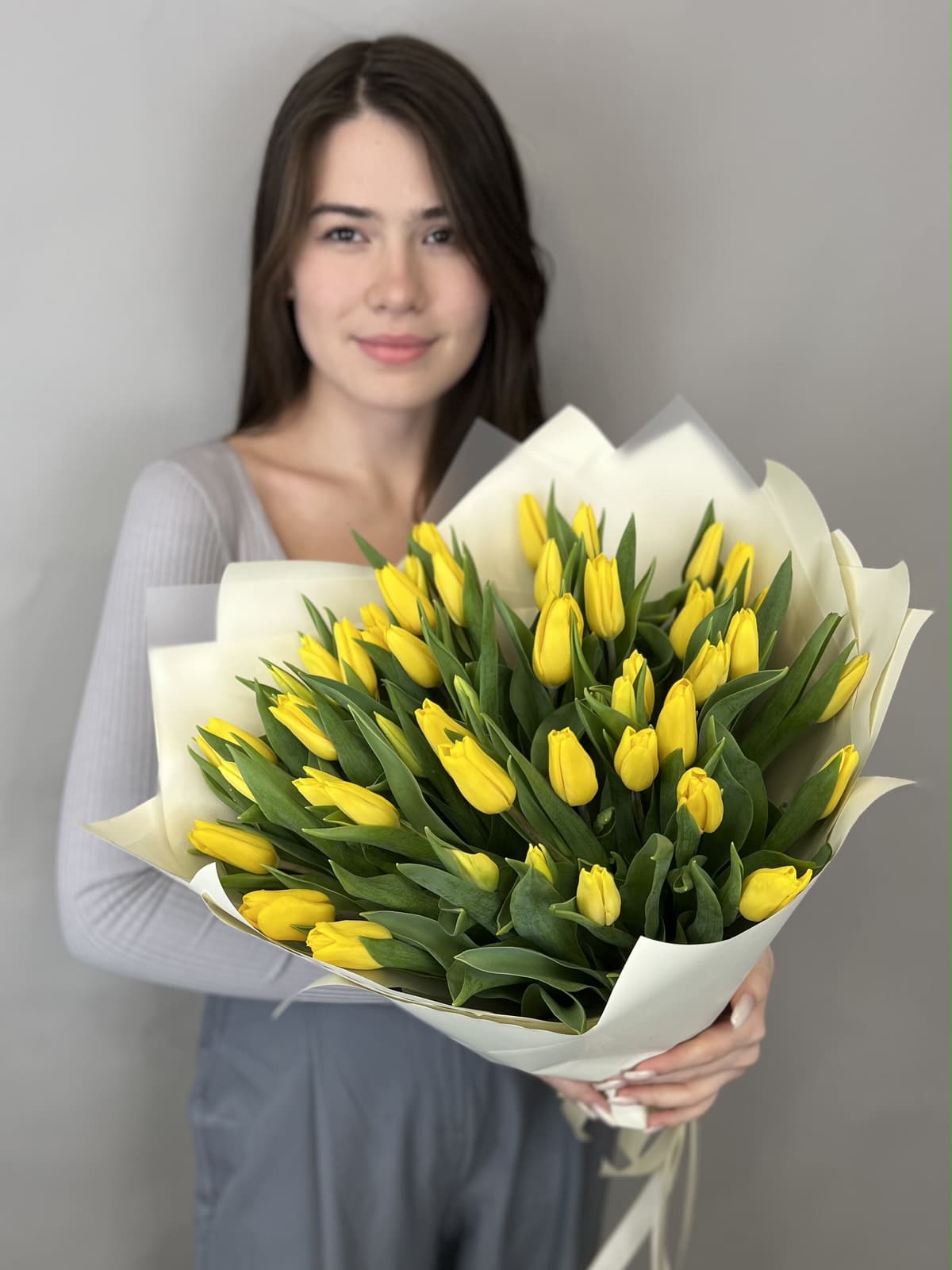 Букет из 51 желтого тюльпана "Gold" L