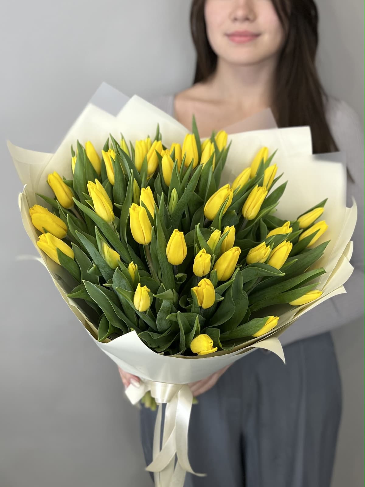 Букет из 51 желтого тюльпана "Золото" (51)