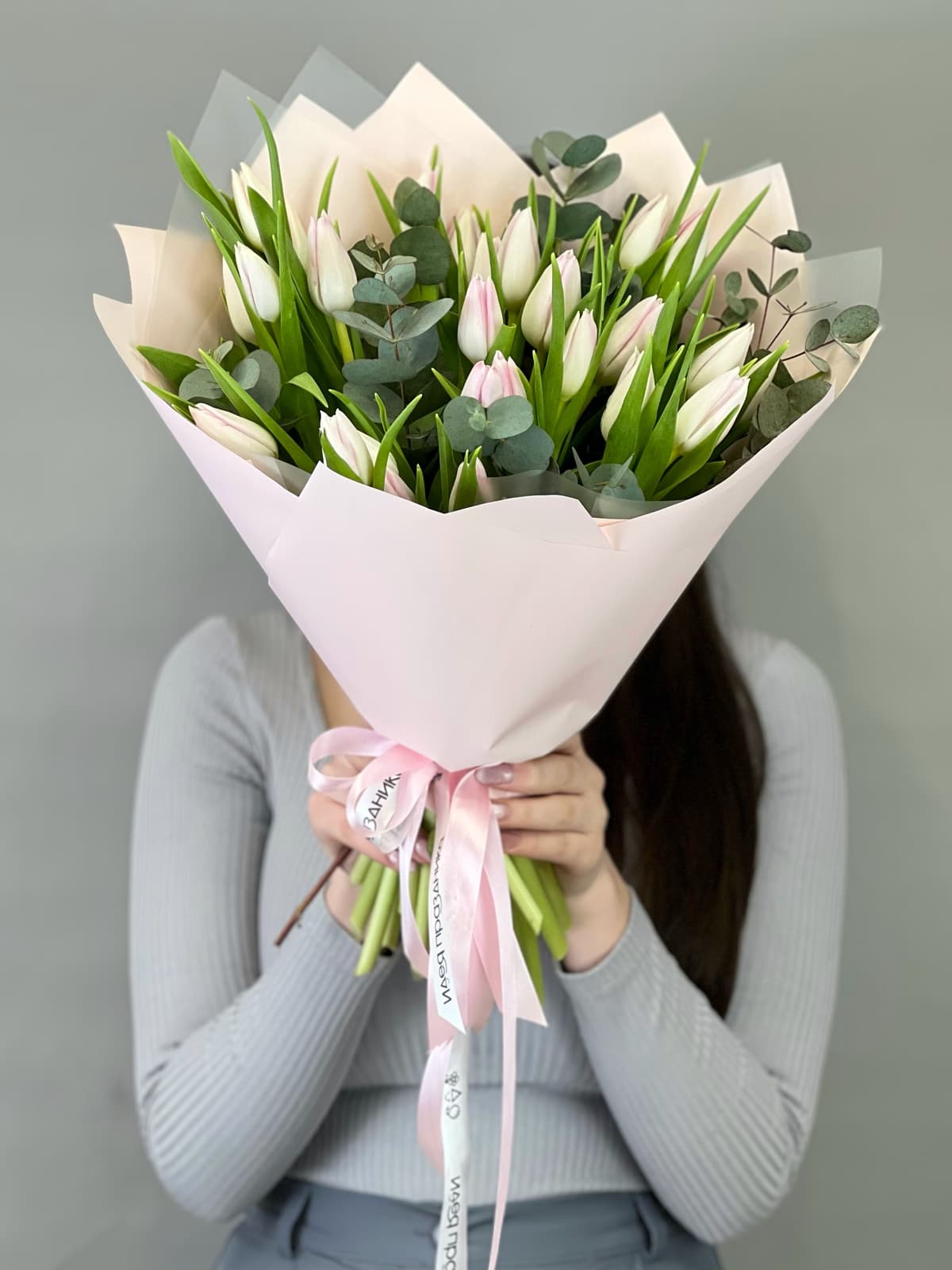 Свежий букет тюльпанов "Pinky" L