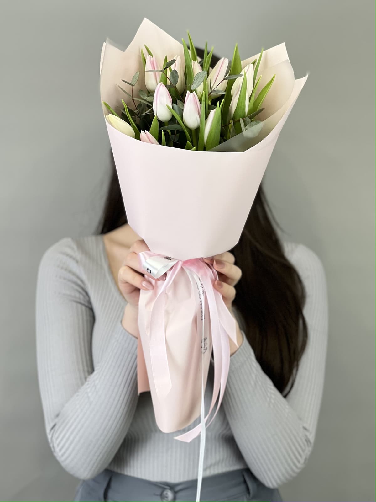 Стильный букет тюльпанов "Розовый" (11)