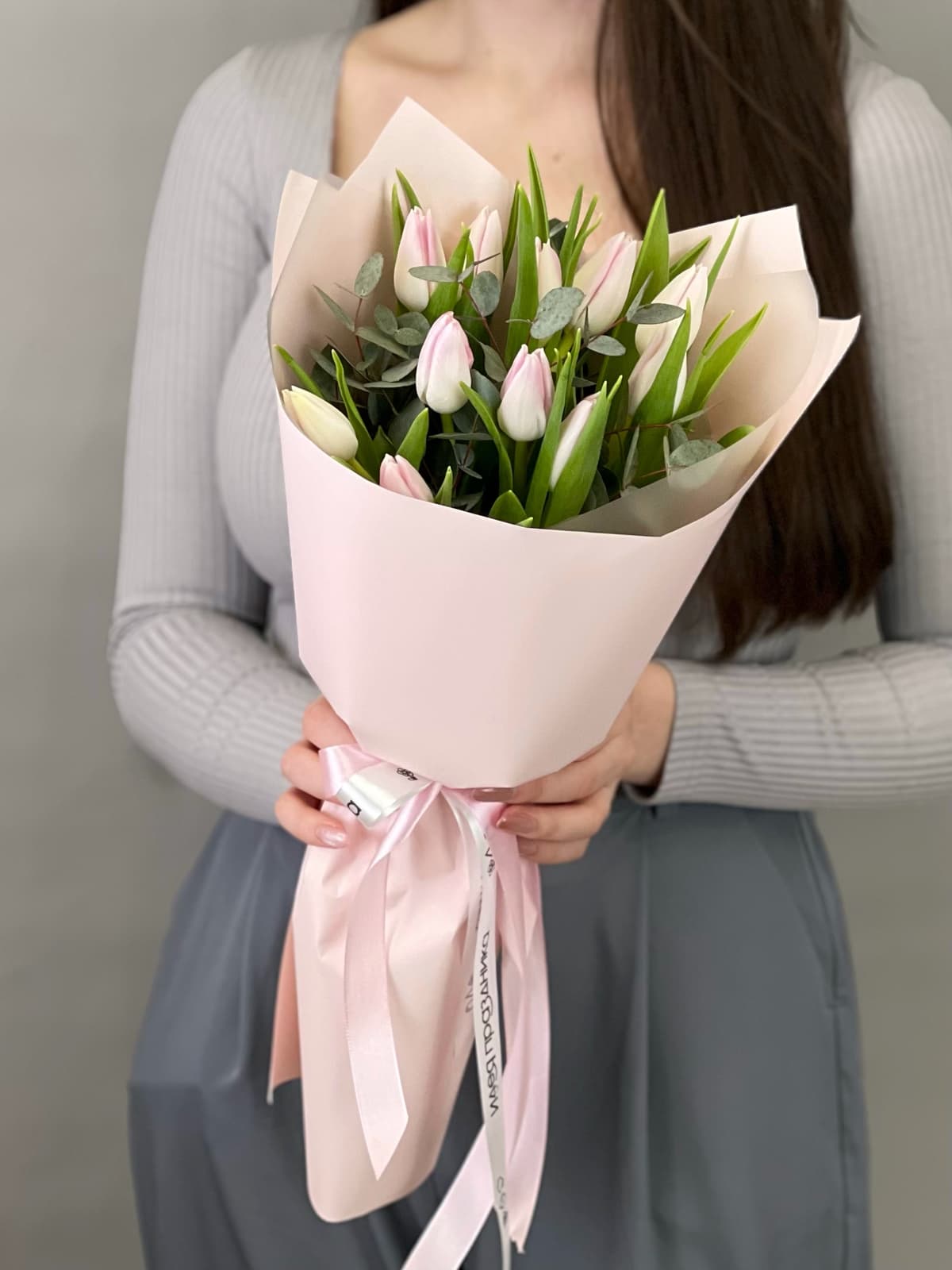 Стильный букет тюльпанов "Розовый" (11)