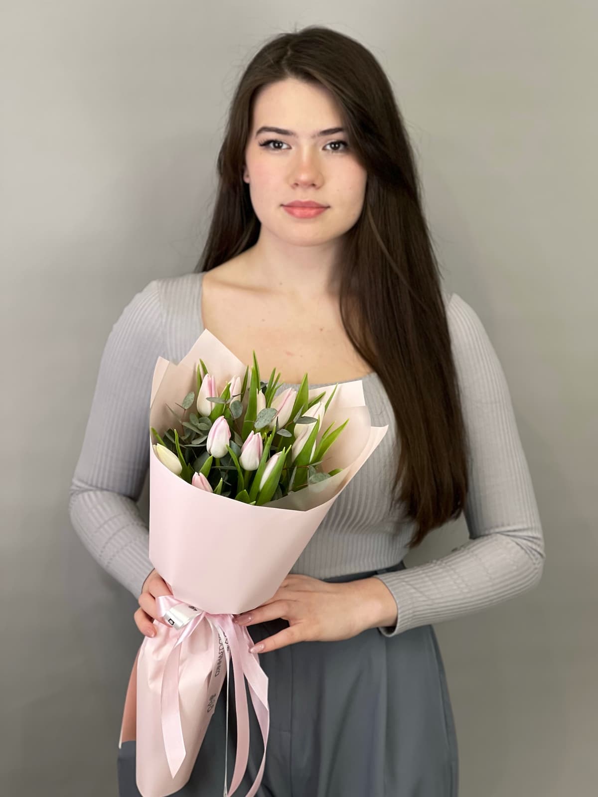 Стильный букет тюльпанов "Розовый" (11)