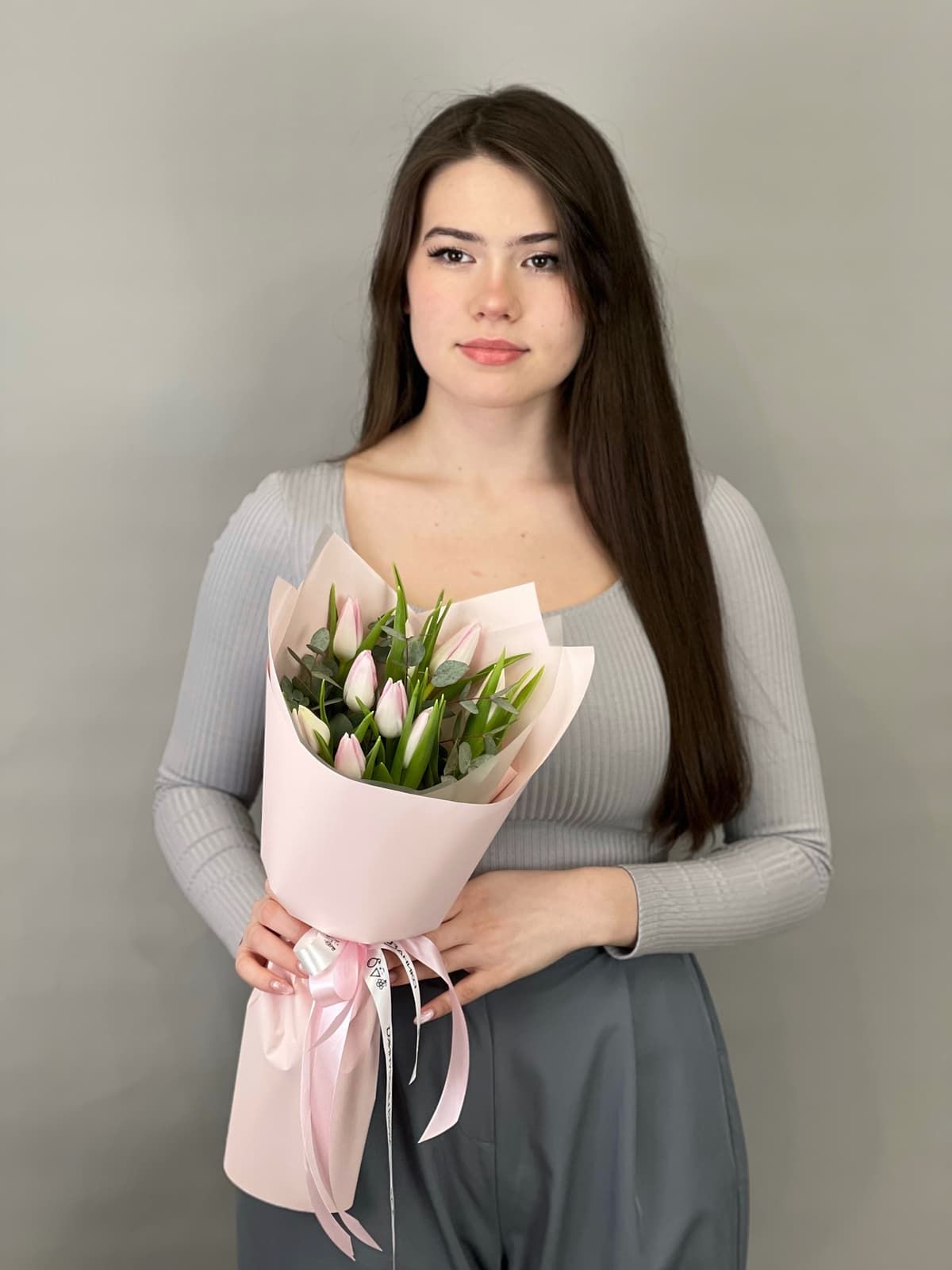 Нежный букет тюльпанов "Розовый" (9)