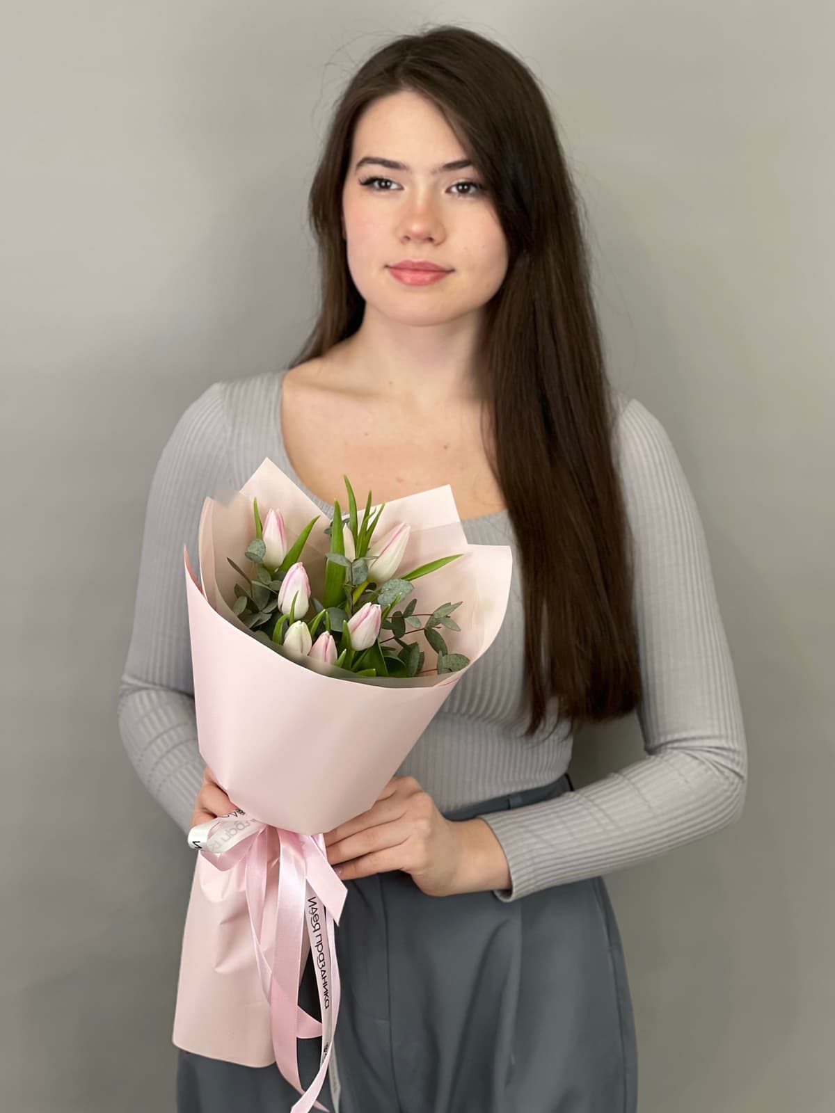 Свежий букет тюльпанов "Розовый" (7)