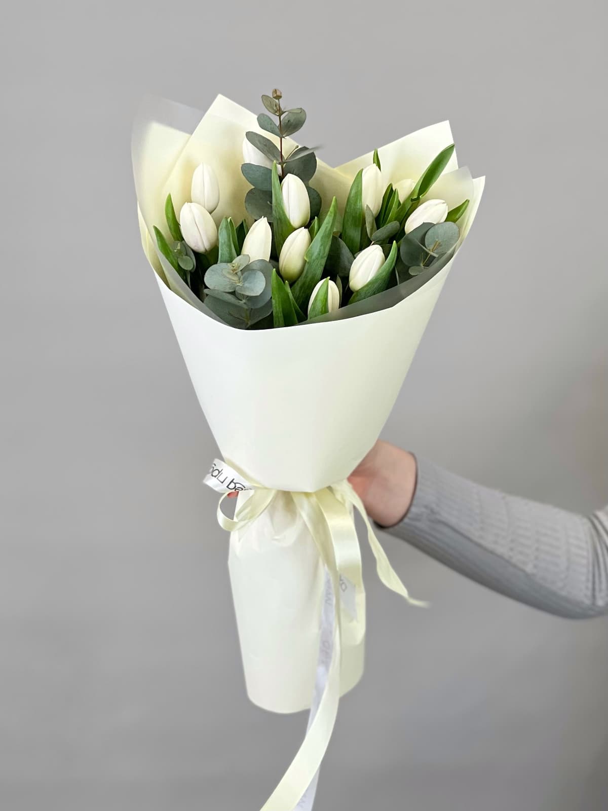 Оригинальный букет тюльпанов "Снежный" (11)