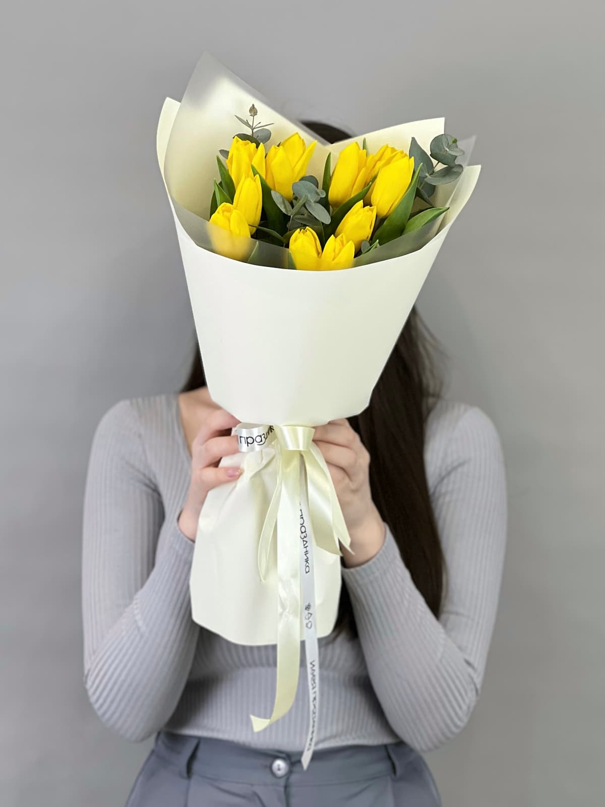 Оригинальный букет тюльпанов "Солнечный" (11)