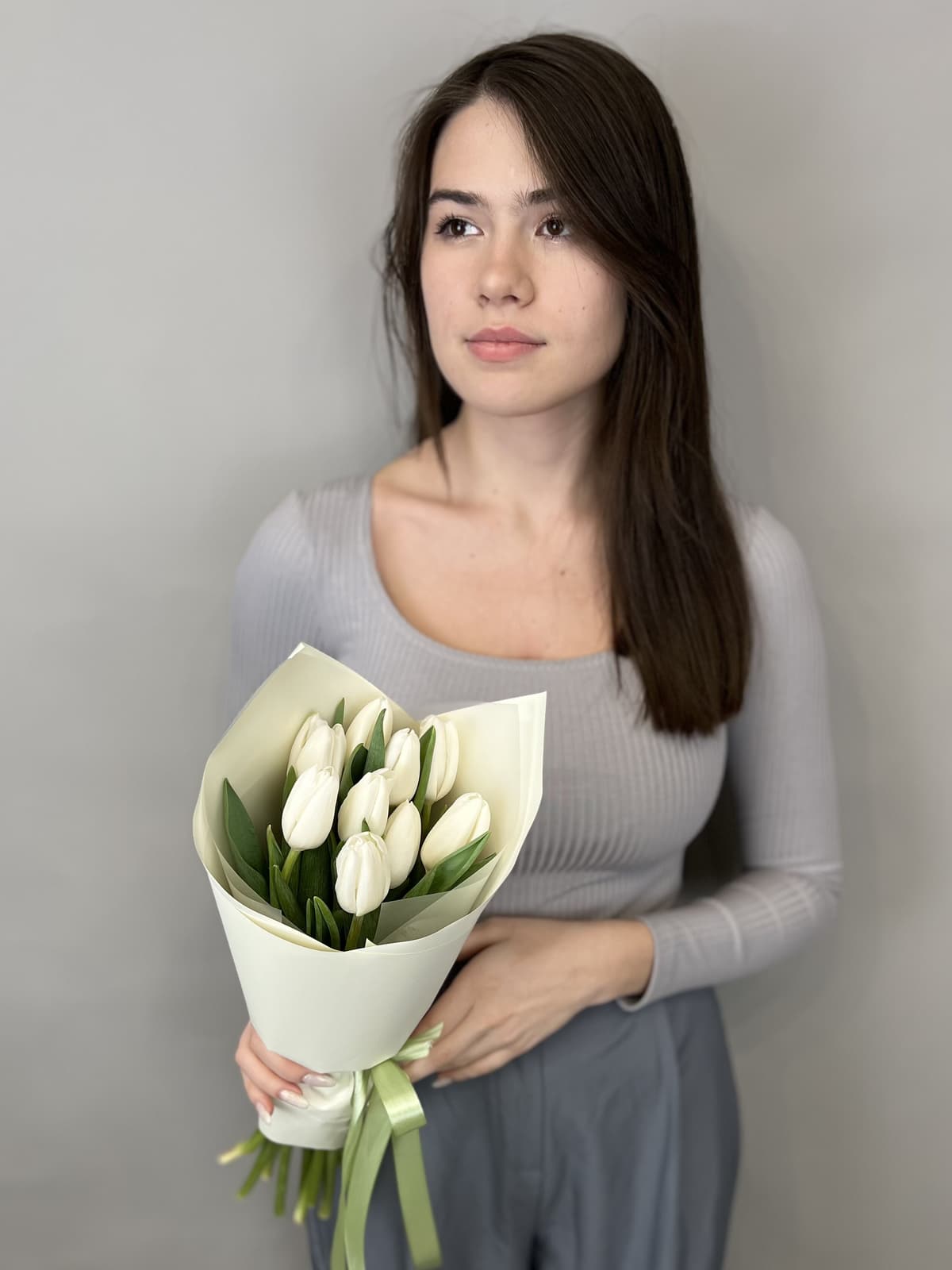 Букет из 9 белых тюльпанов "White" XS