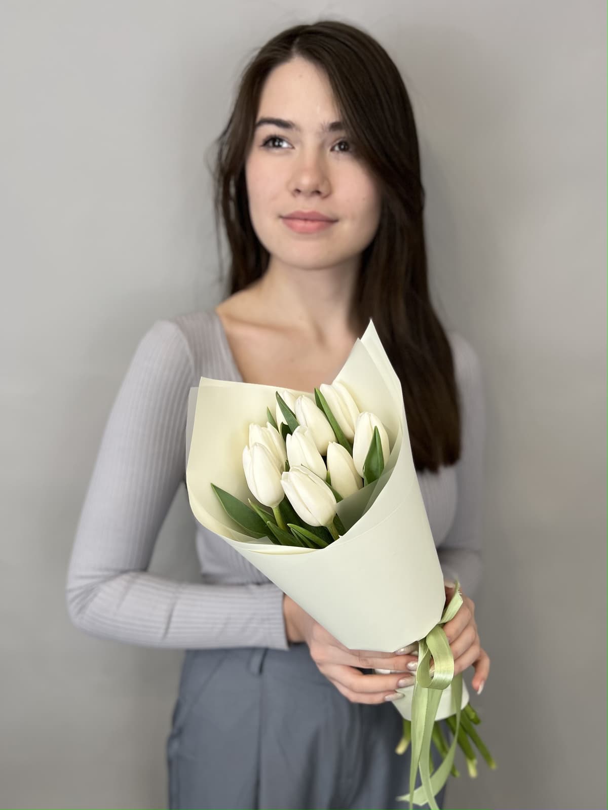 Букет из 9 белых тюльпанов "Белоснежный" (9)