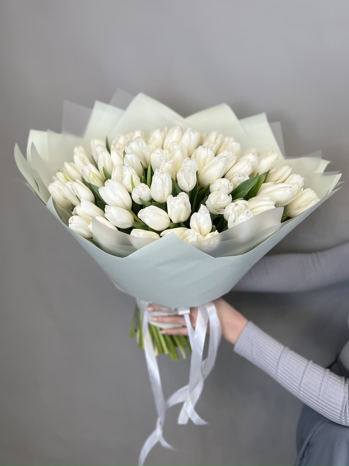 Роскошный букет из 101 белого тюльпана "White" XXL