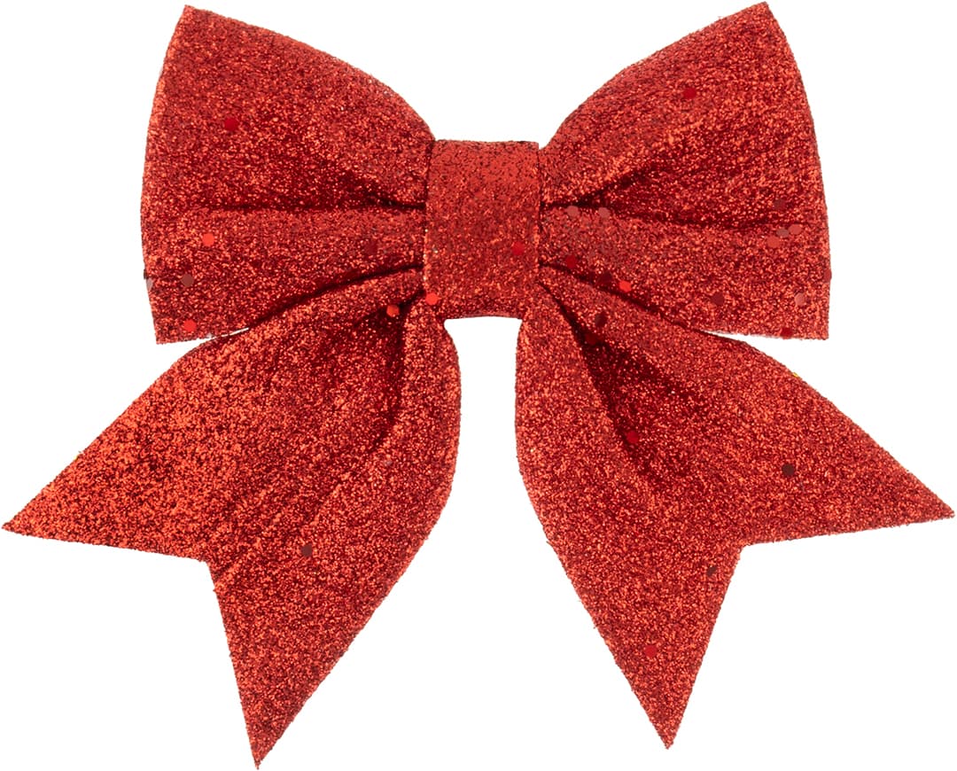 Декоративный бант Праздничный, Красный, с блестками, 12*15 см, 1 шт.