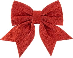 Декоративный бант Праздничный, Красный, с блестками, 12*15 см, 1 шт.