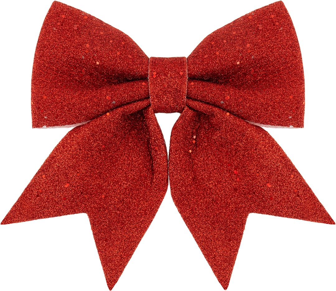 Декоративный бант Праздничный, Красный, с блестками, 20*25 см, 1 шт.