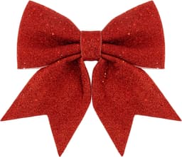 Декоративный бант Праздничный, Красный, с блестками, 20*25 см, 1 шт.