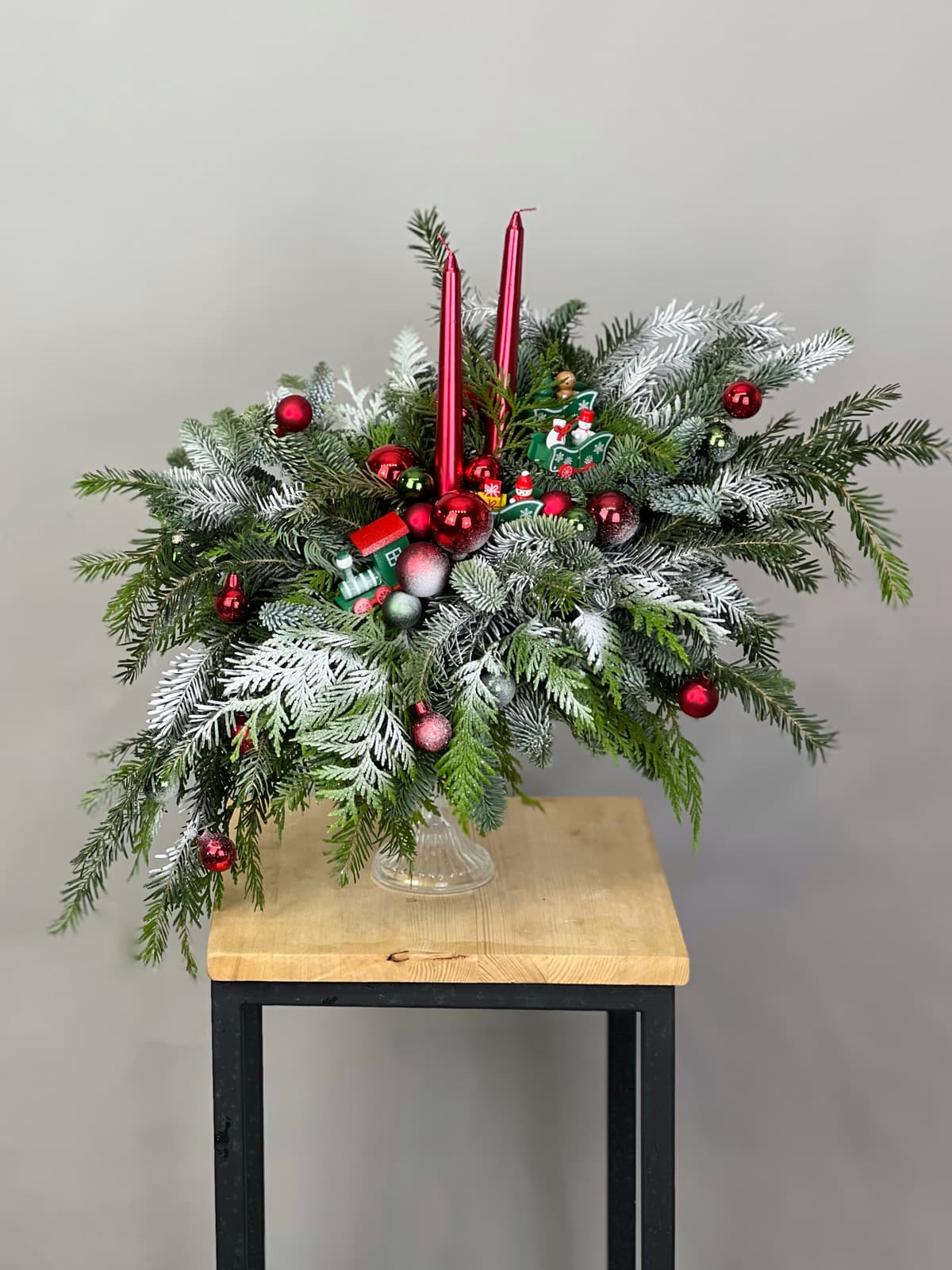 Елочная композиция на подсвечнике "Паровоз"