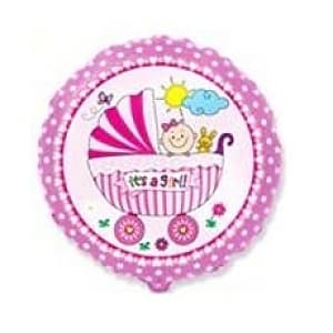 Ф 18" Коляска и малыш девочка/FM/