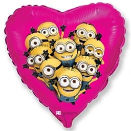 Ф 18" Миньоны сердце розов